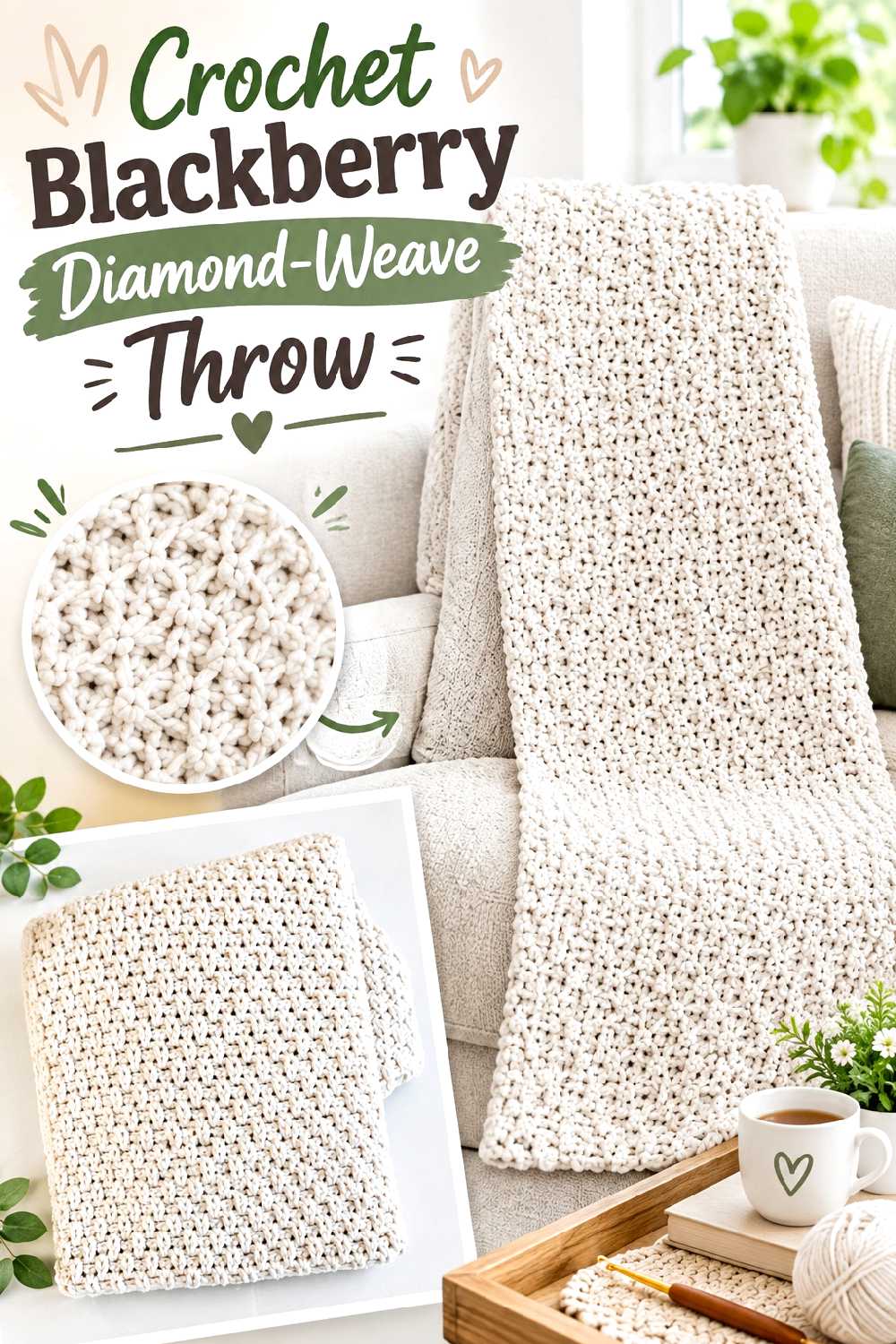 17. Crochet Blackberry Diamond Weave Throw