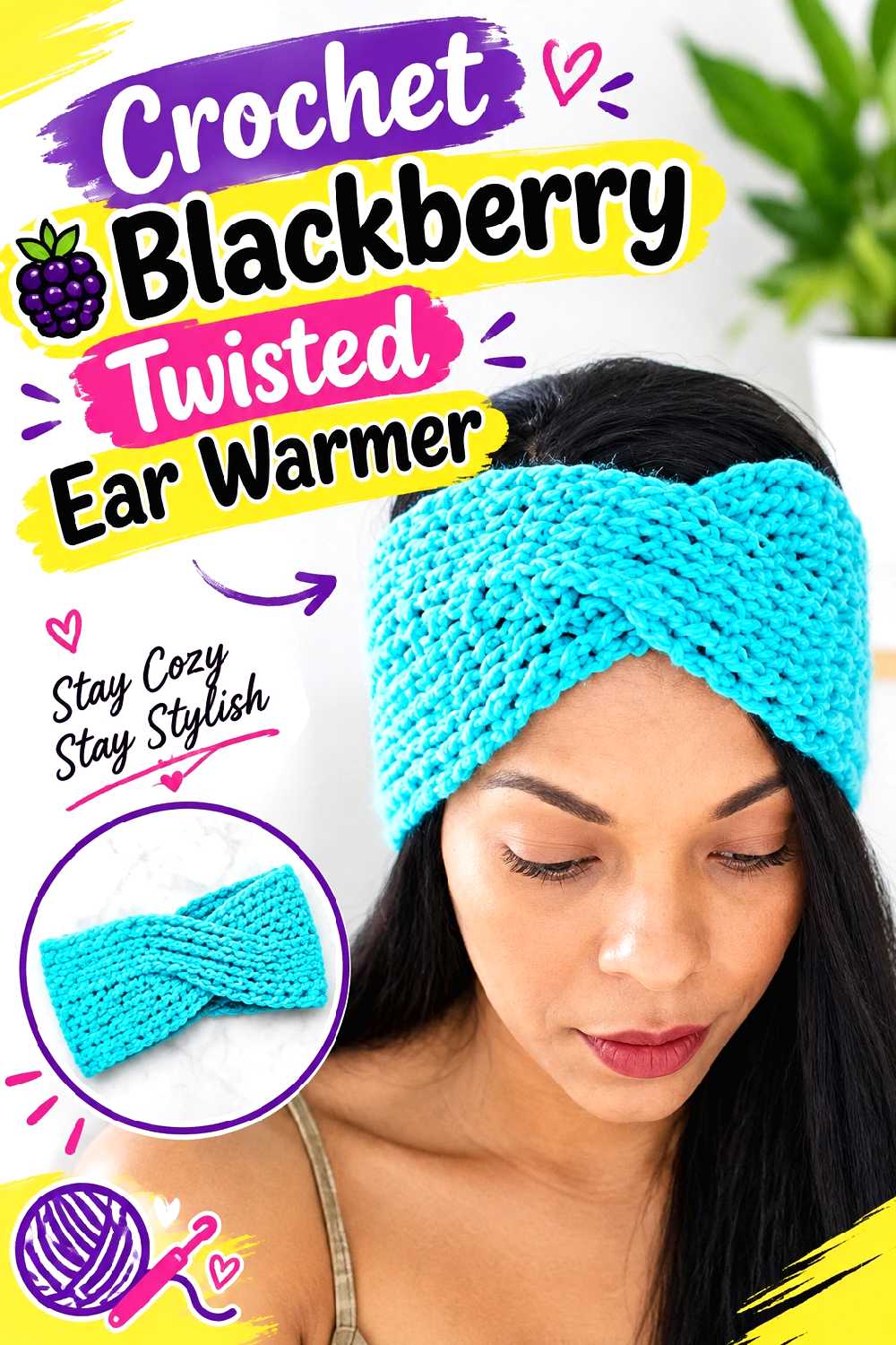 10. Crochet Blackberry Twisted Ear Warmer