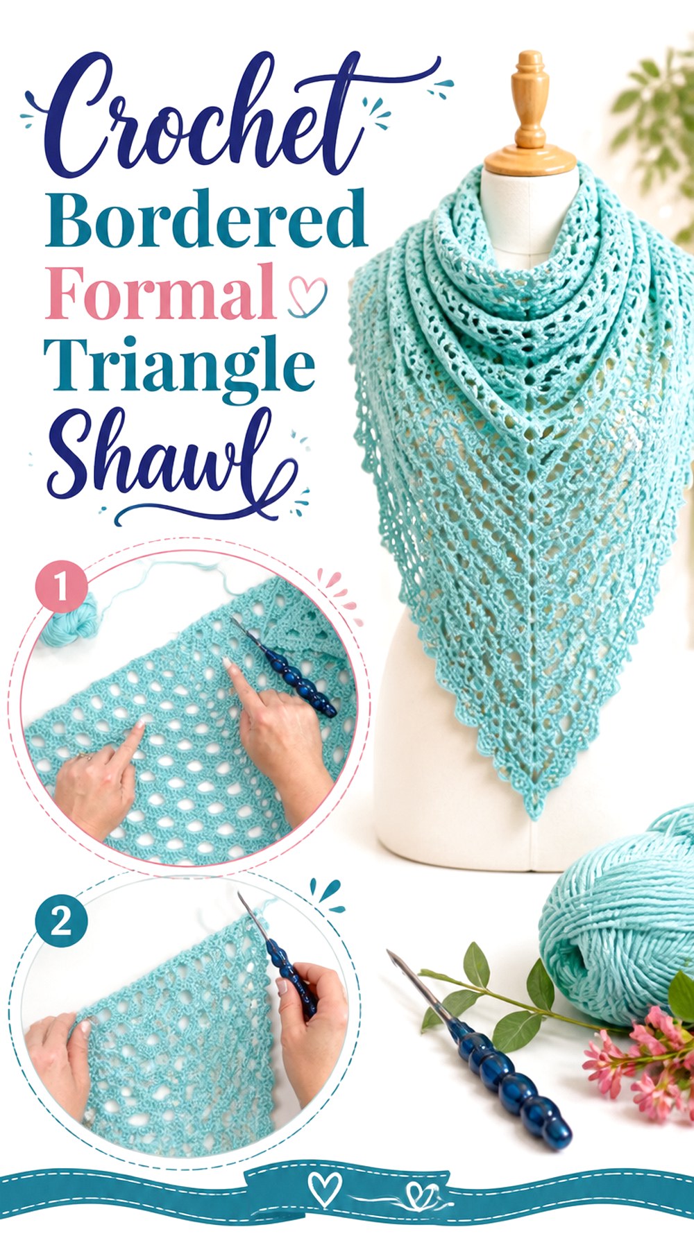 Crochet Bordered Formal Triangle Shawl