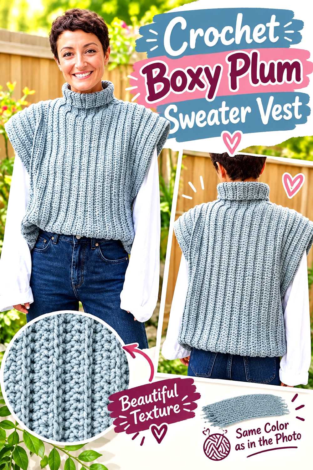 3. Crochet Boxy Plum Sweater Vest