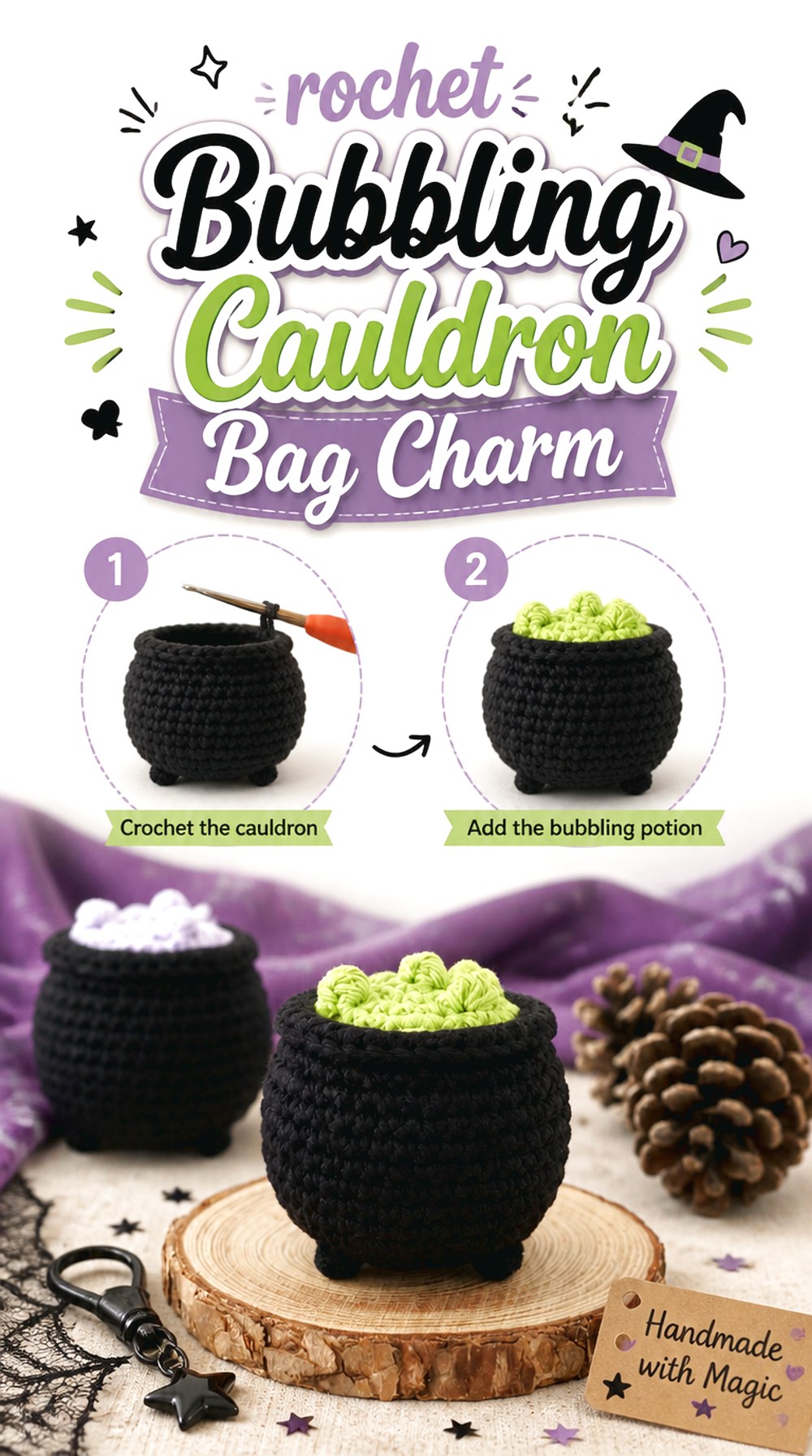 Crochet Bubbling Cauldron Bag Charm