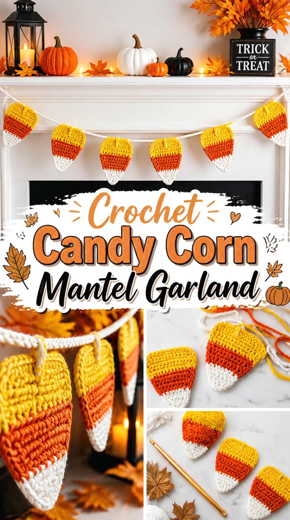 Crochet Candy Corn Mantel Garland