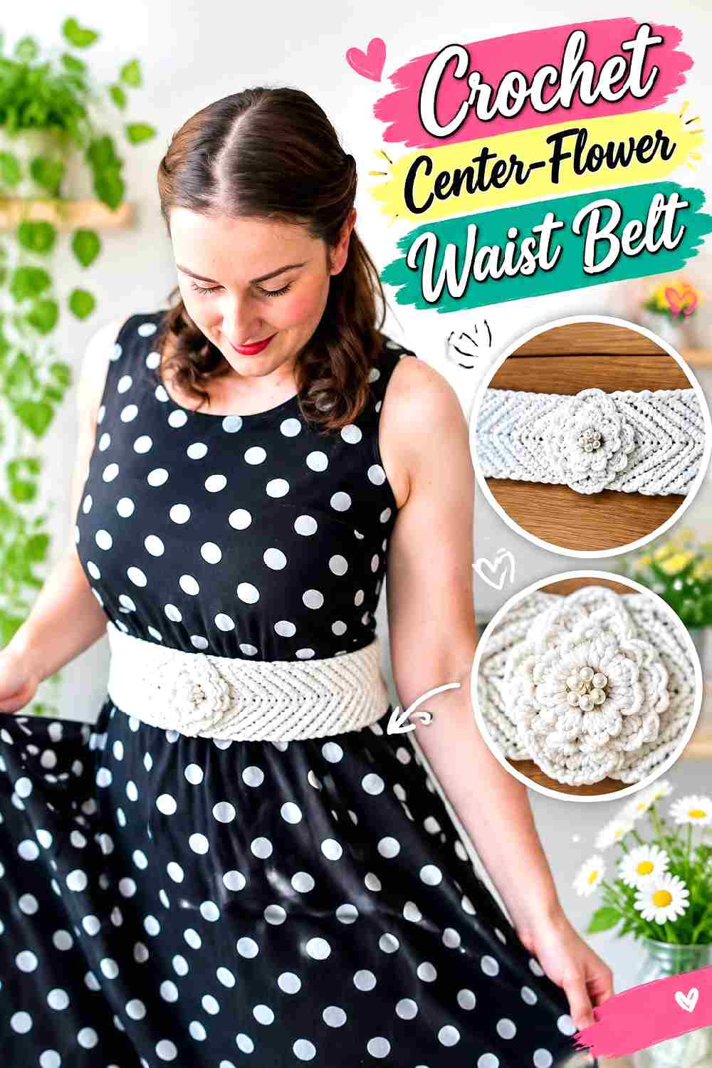 25. Crochet Center Flower Waist Belt