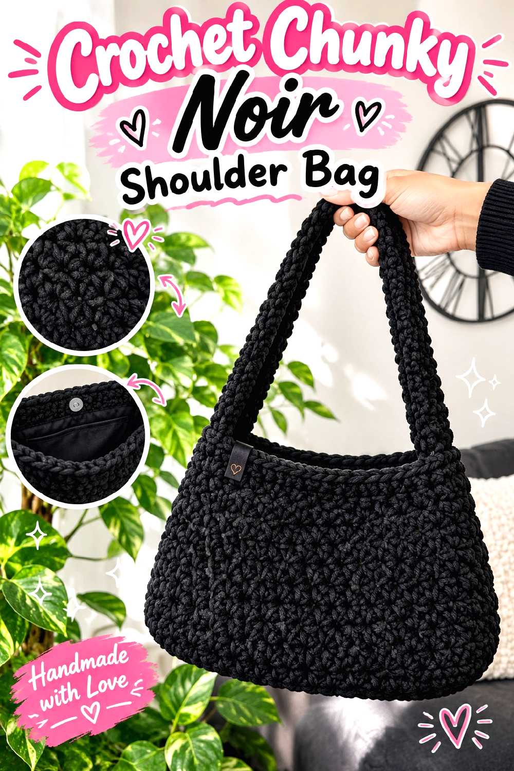 14. Crochet Chunky Noir Shoulder Bag