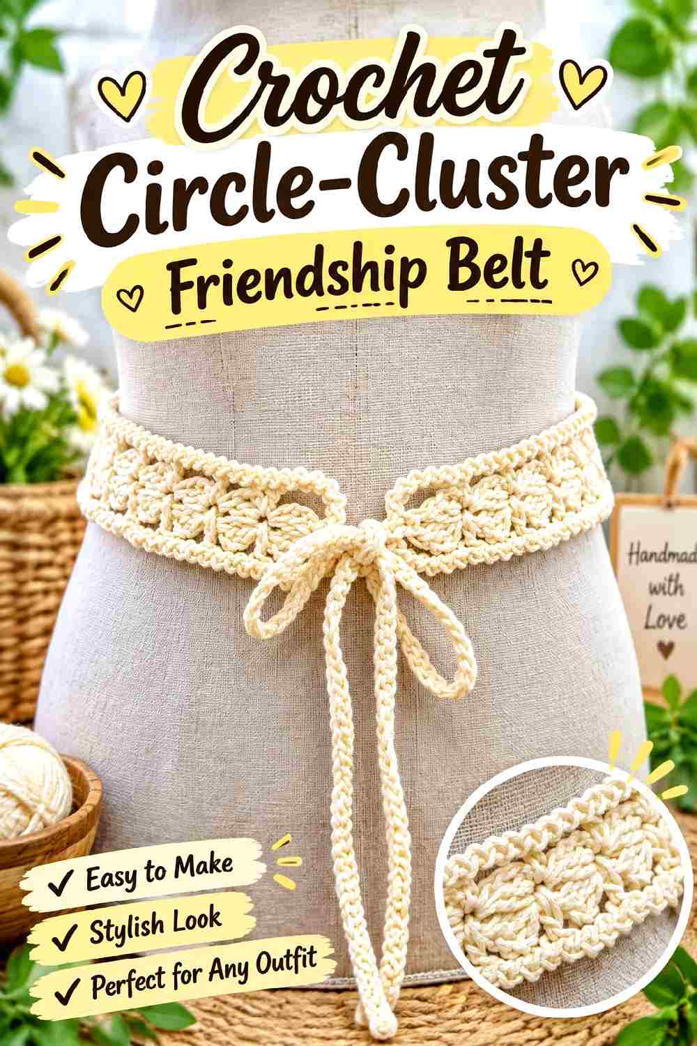 24. Crochet Circle Cluster Friendship Belt