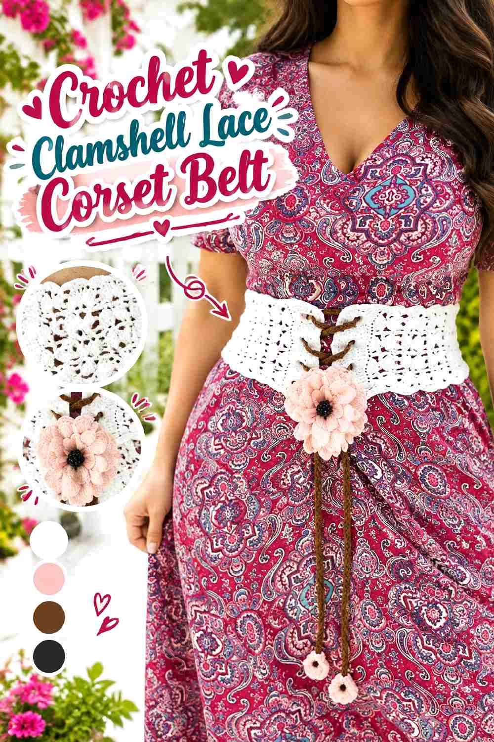 26. Crochet Clamshell Lace Corset Belt