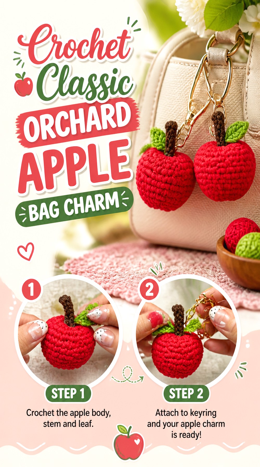 Crochet Classic Orchard Apple Bag Charm
