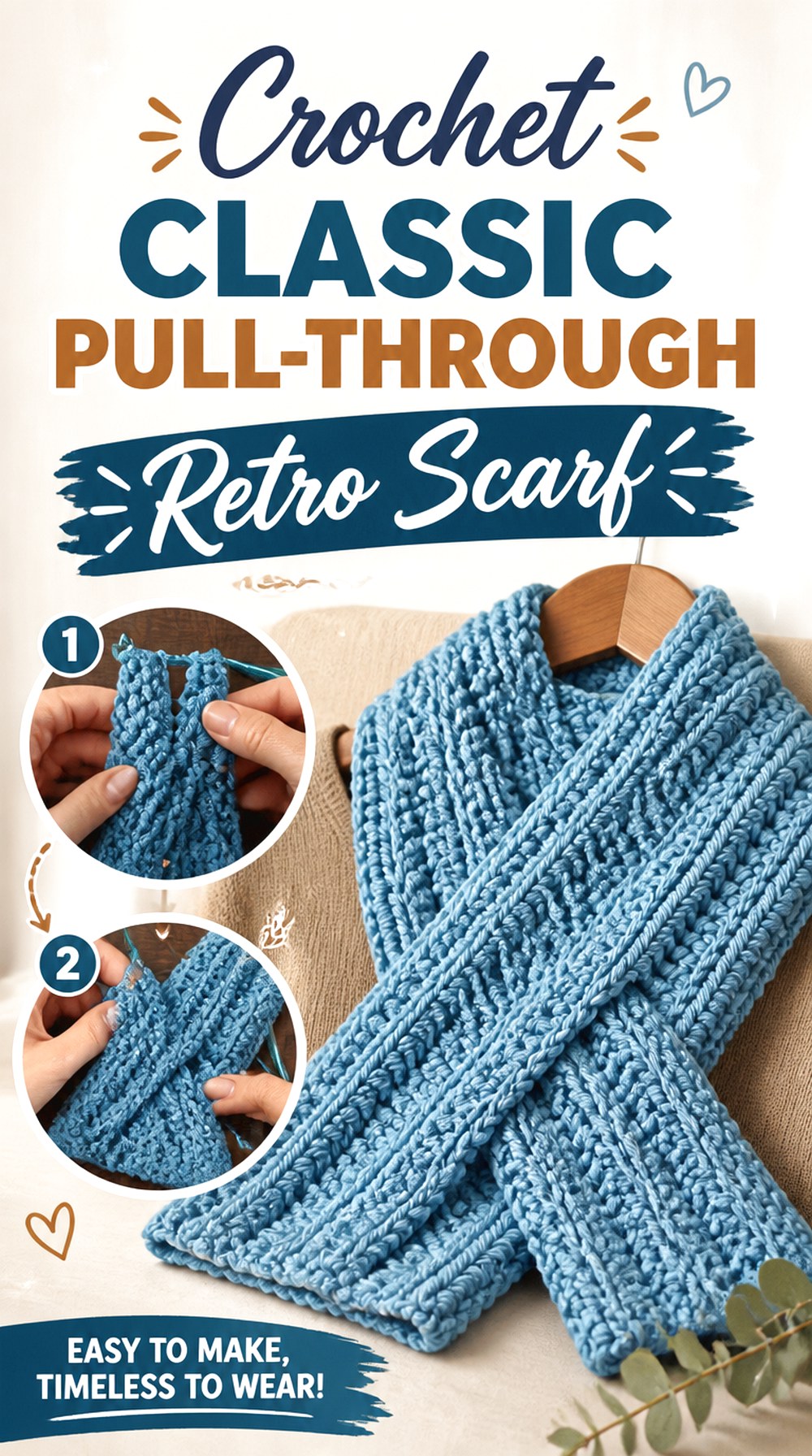 Crochet Classic Pull Through Retro Scarf