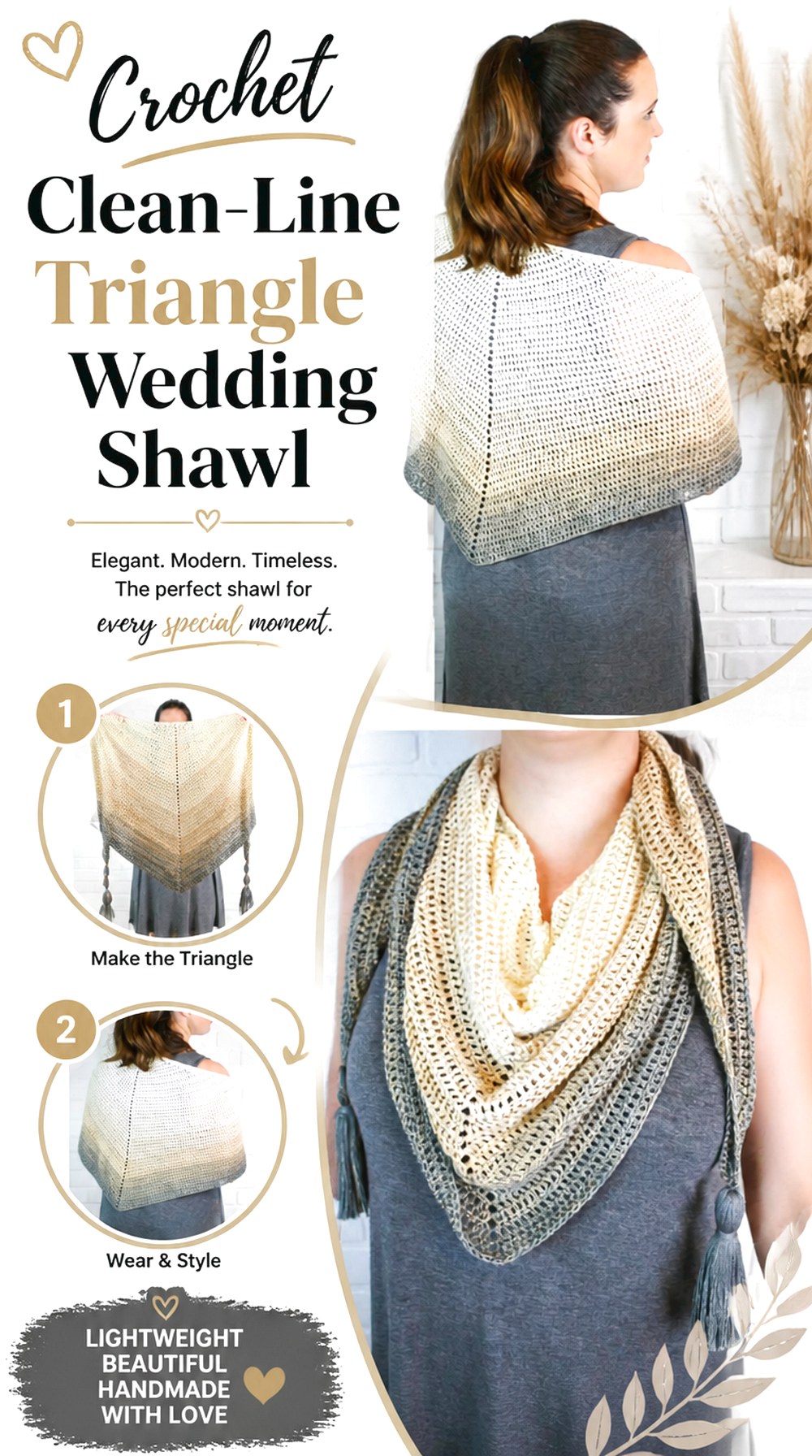 Crochet Clean Line Triangle Wedding Shawl