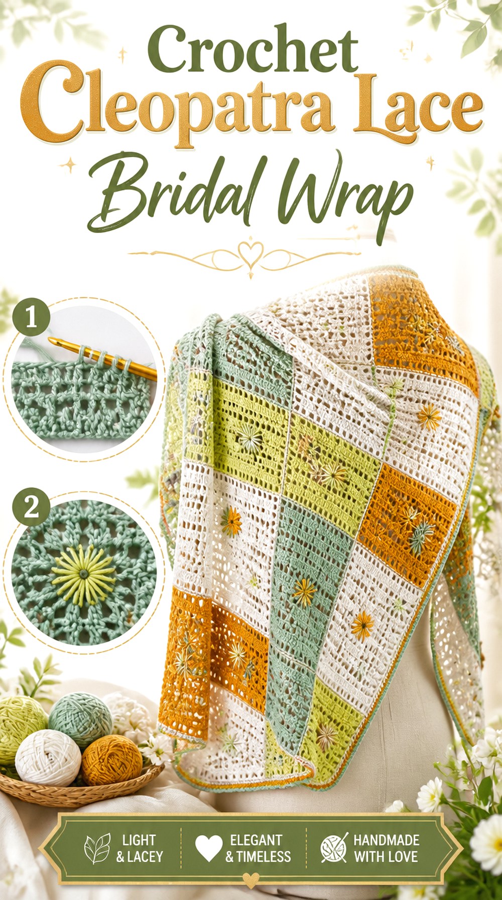 Crochet Cleopatra Lace Bridal Wrap