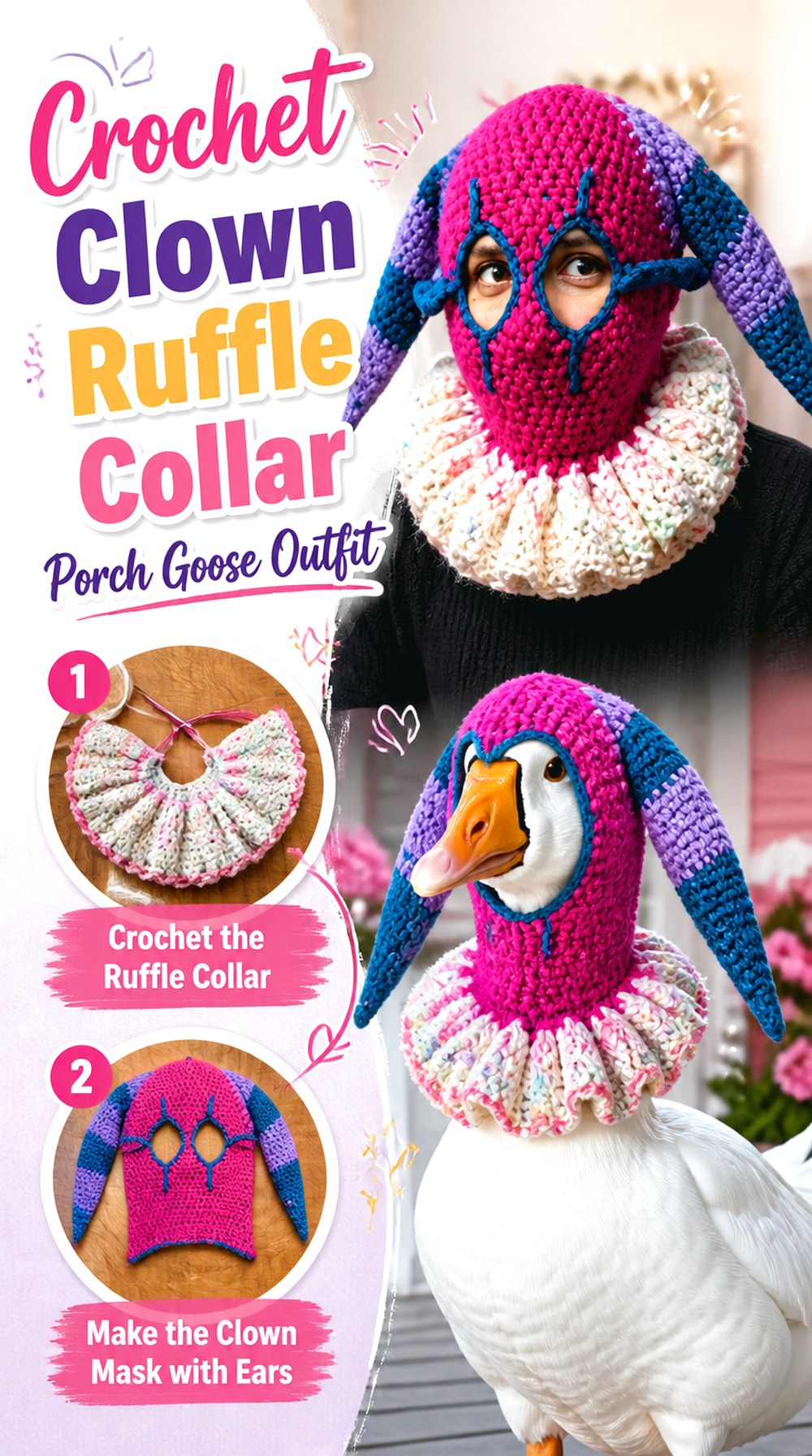 Crochet Clown Ruffle Collar Porch Goose Outfit