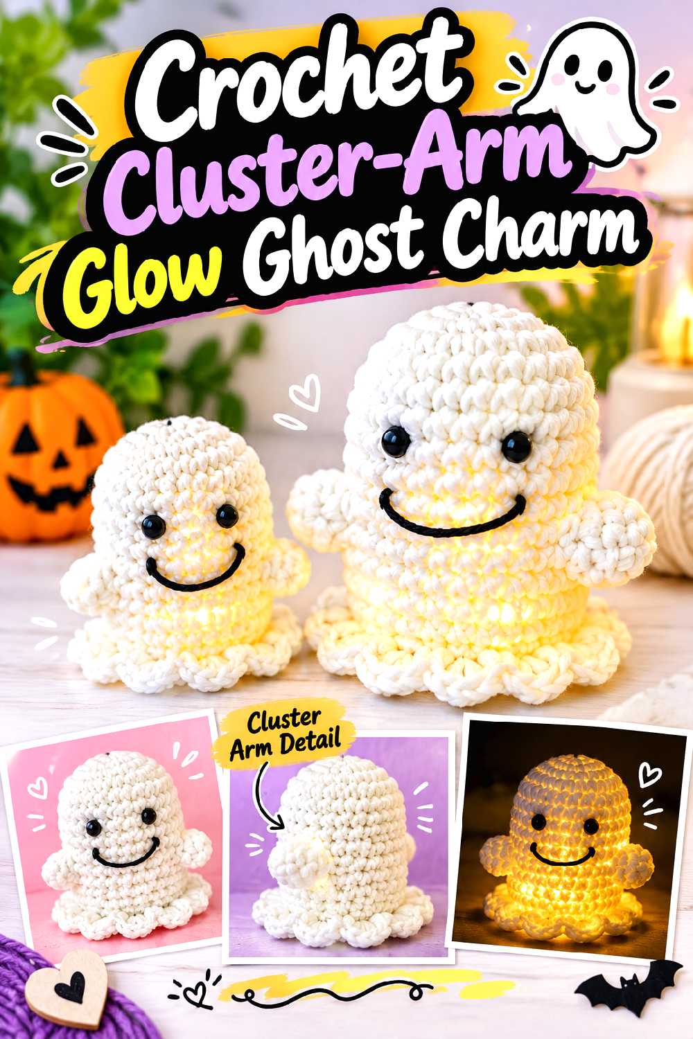 Crochet Cluster Arm Glow Ghost Charm