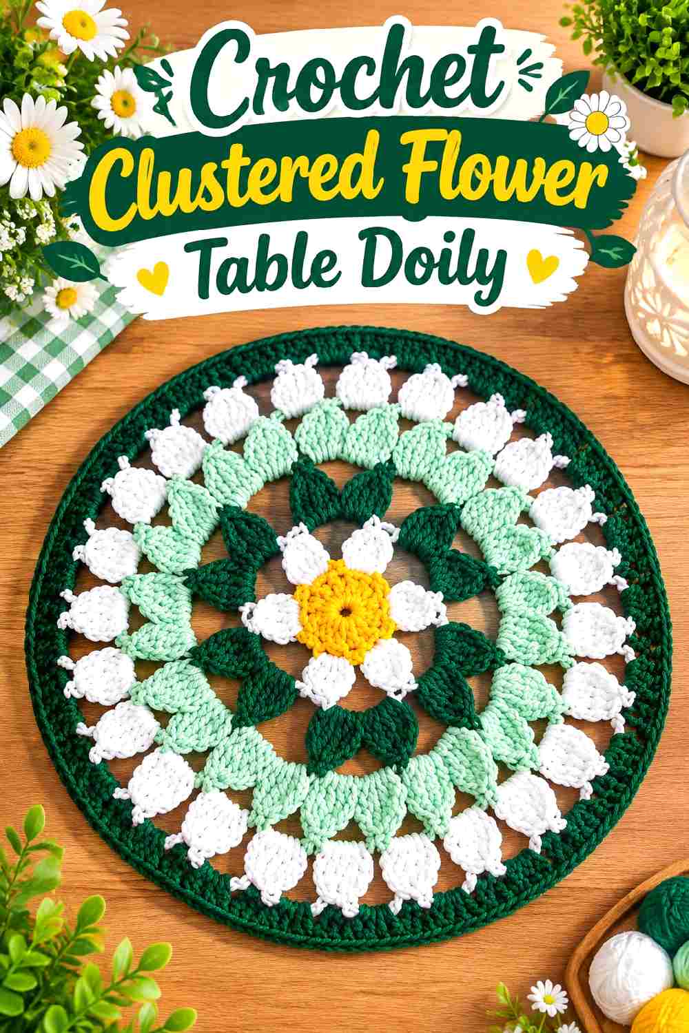 24. Crochet Clustered Flower Table Doily