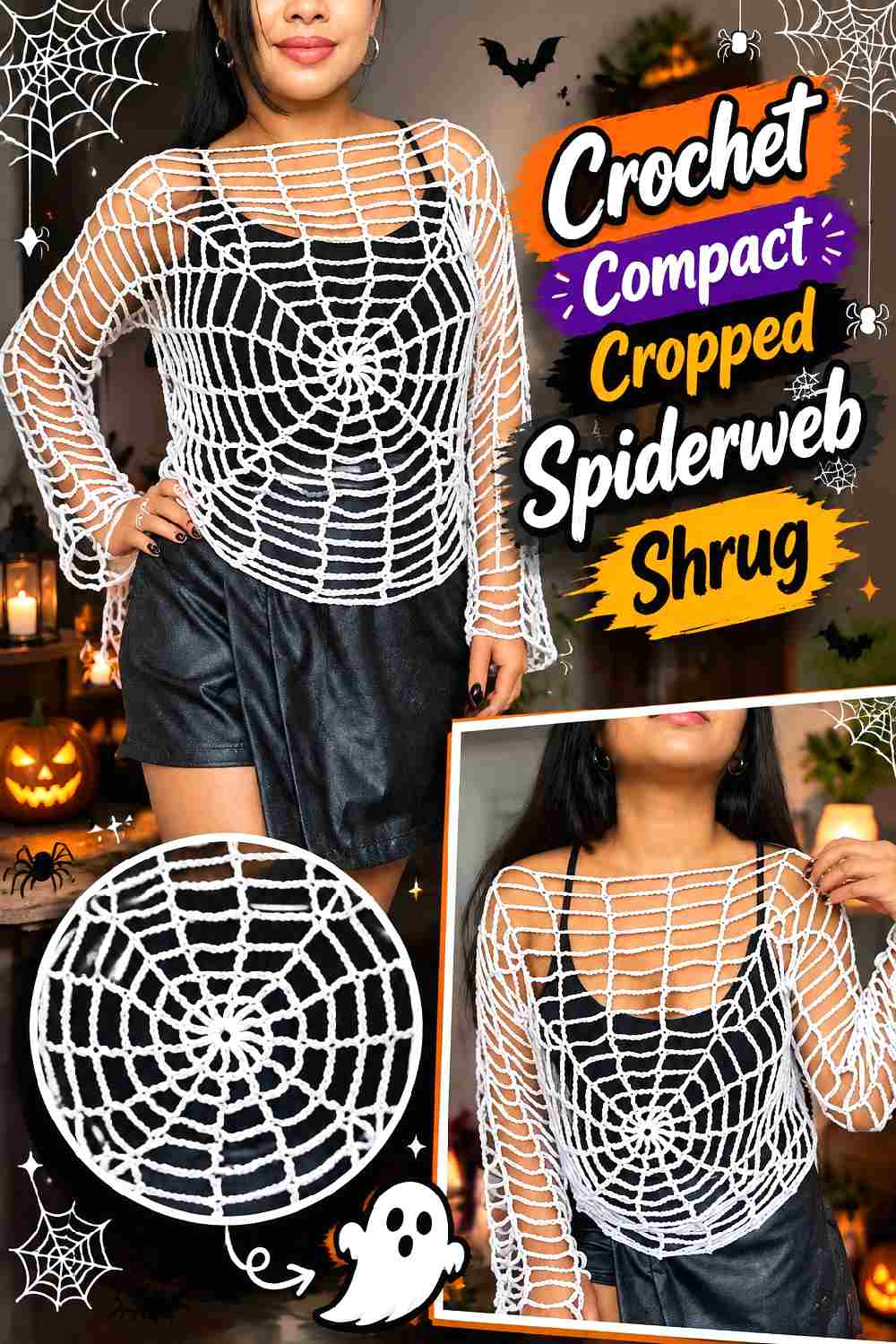 7. Crochet Compact Cropped Spiderweb Shrug