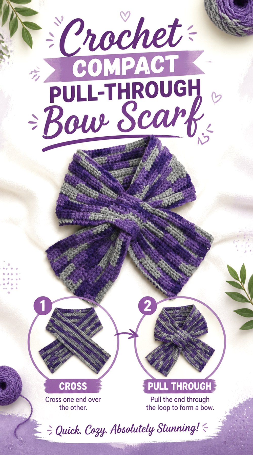 Crochet Compact Pull Through Bow Scarf