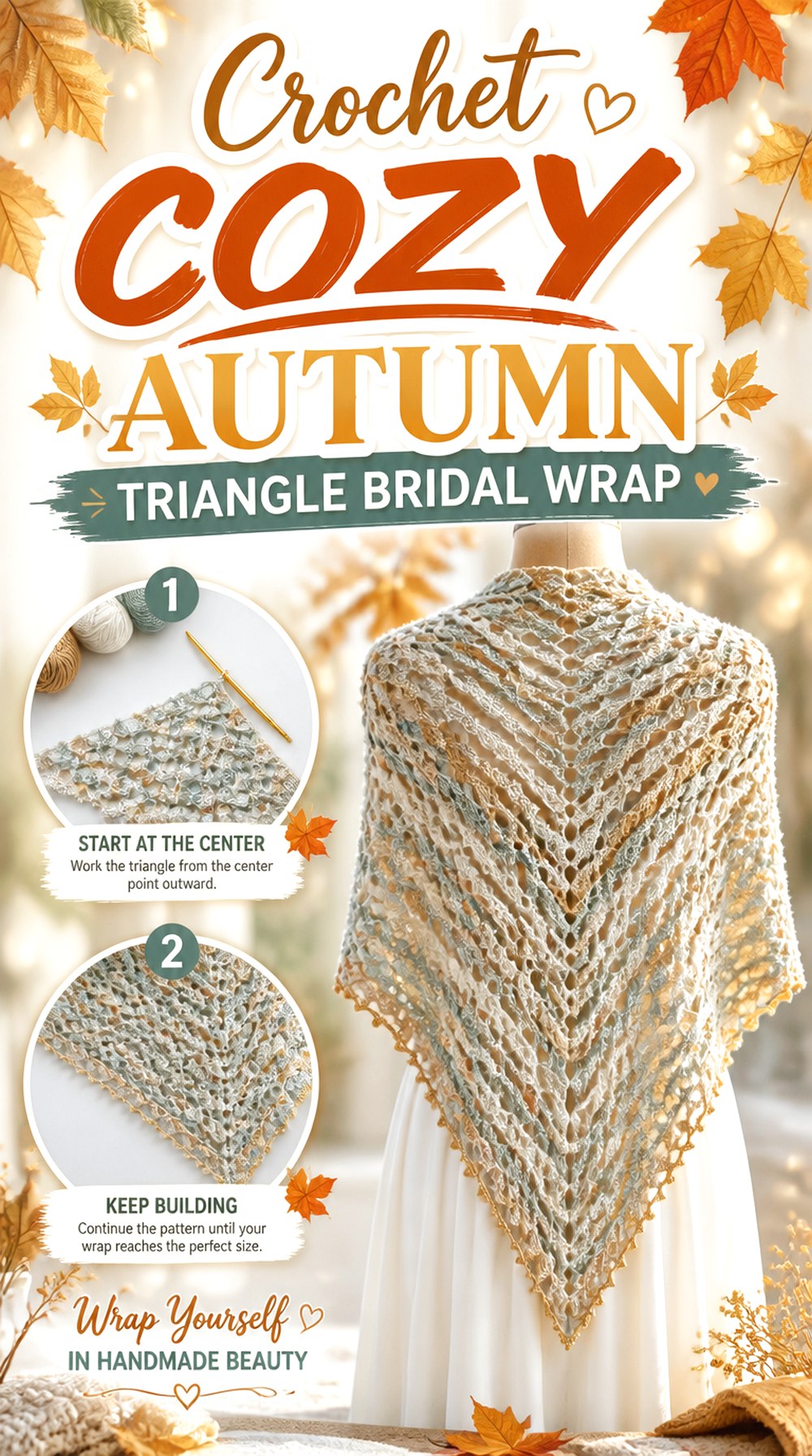 Crochet Cozy Autumn Triangle Bridal Wrap