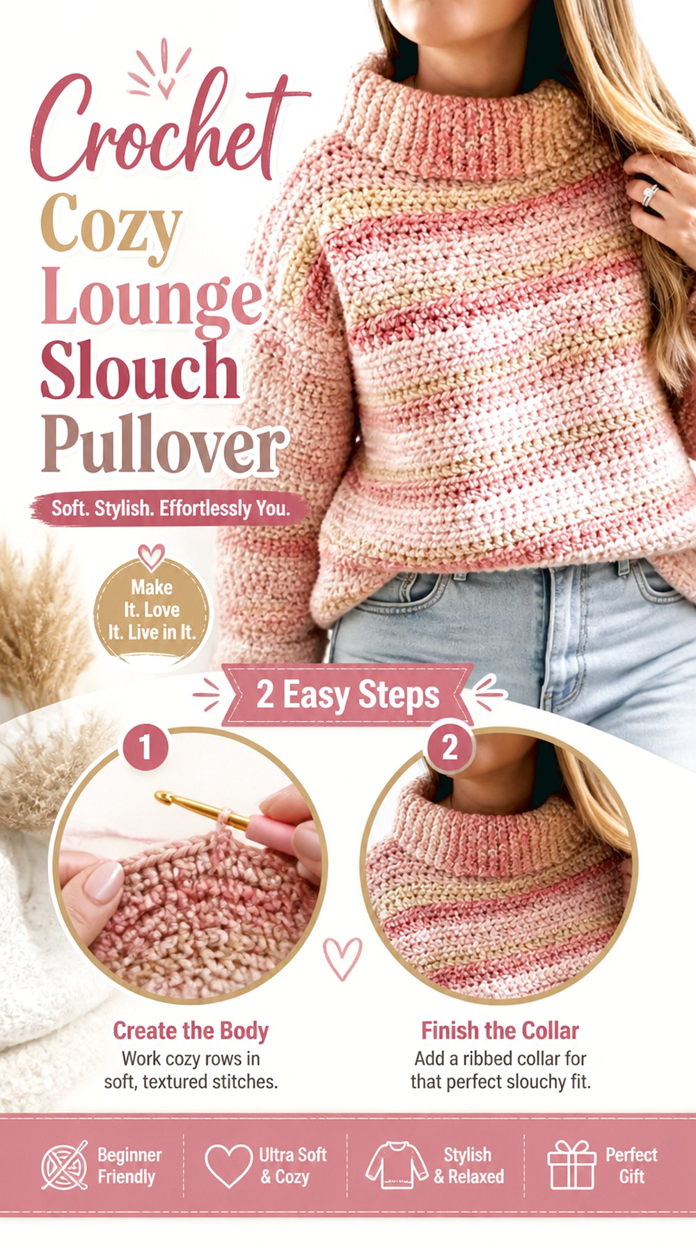 Crochet Cozy Lounge Slouch Pullover