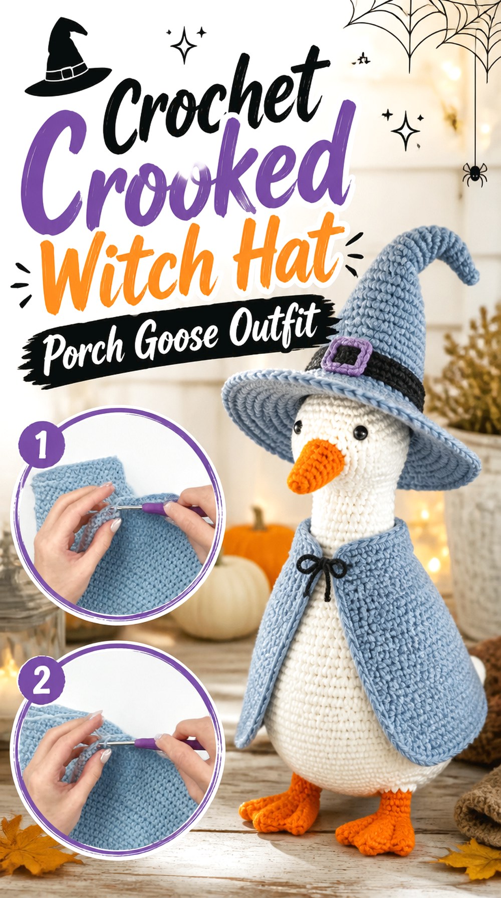 Crochet Crooked Witch Hat Porch Goose Outfit