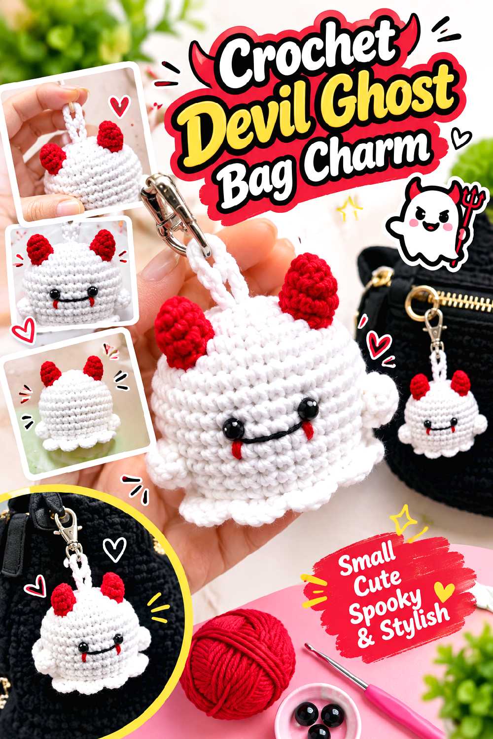 Crochet Devil Ghost Bag Charm