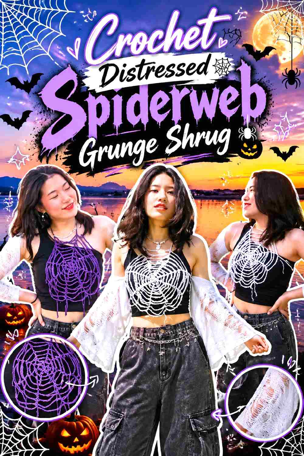 11. Crochet Distressed Spiderweb Grunge Shrug