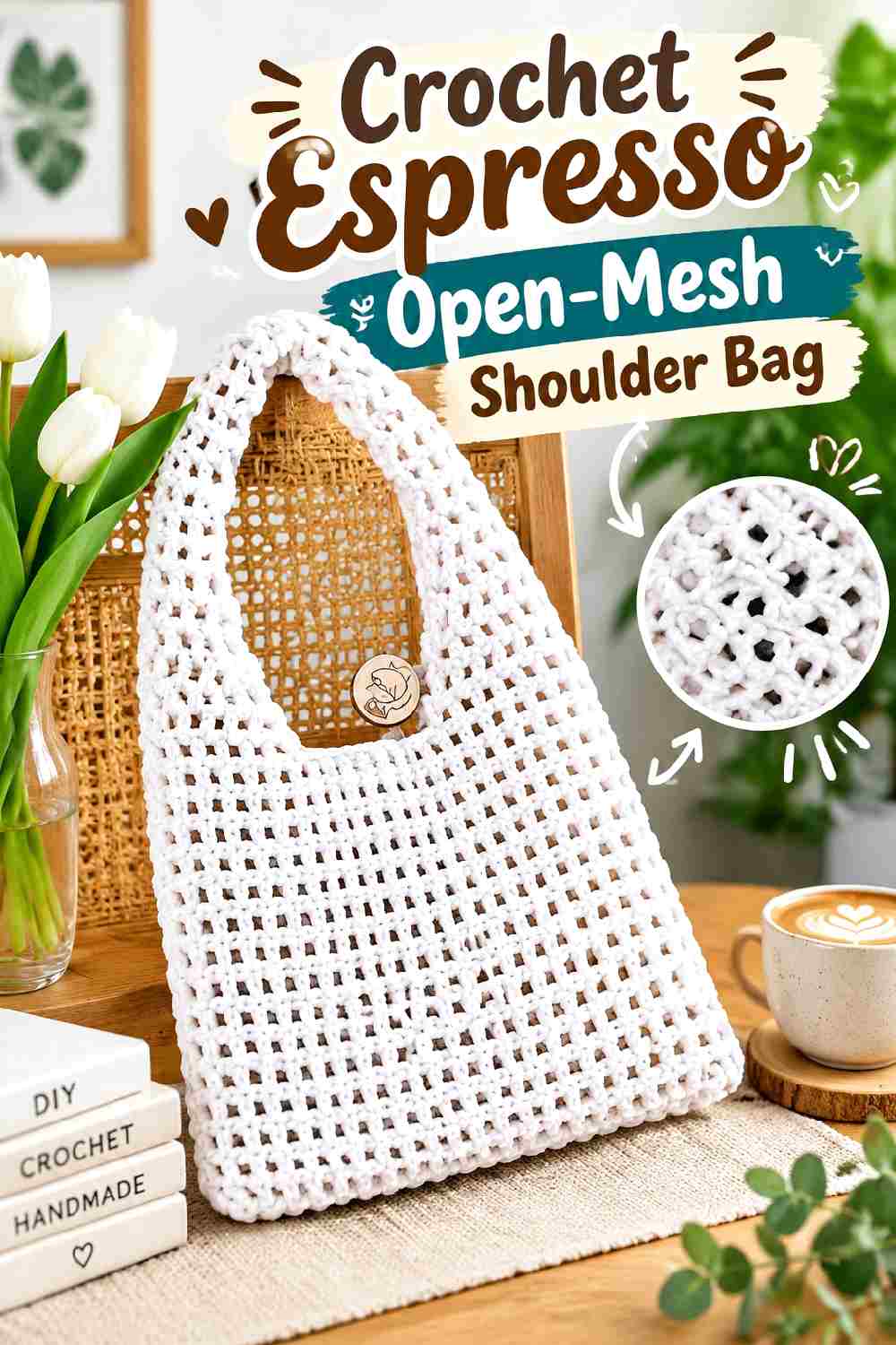 10. Crochet Espresso Open Mesh Shoulder Bag
