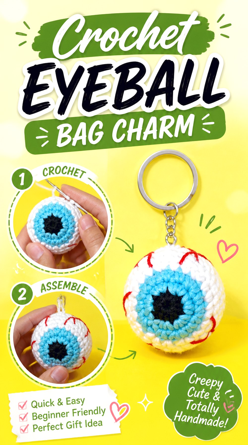 Crochet Eyeball Bag Charm