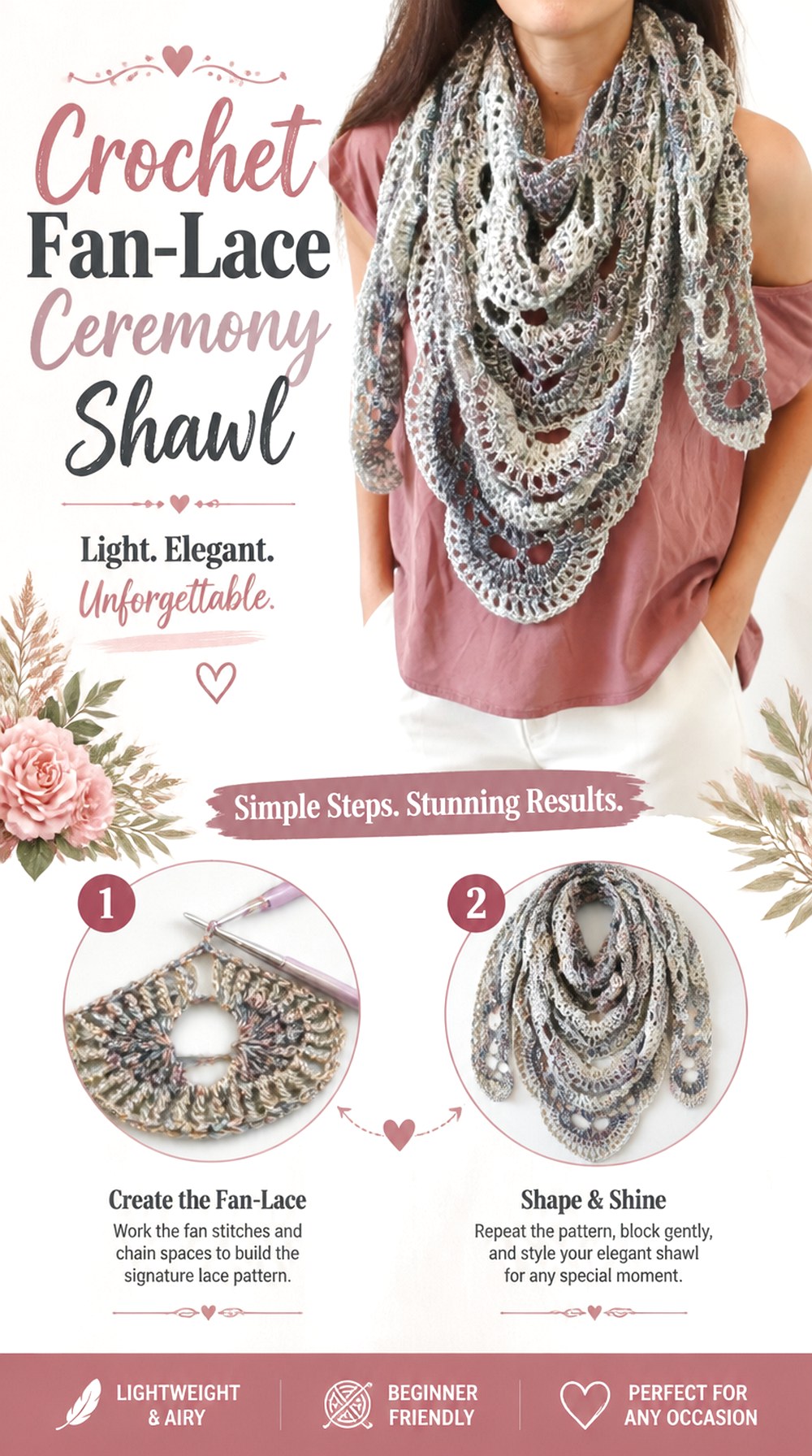 Crochet Fan Lace Ceremony Shawl