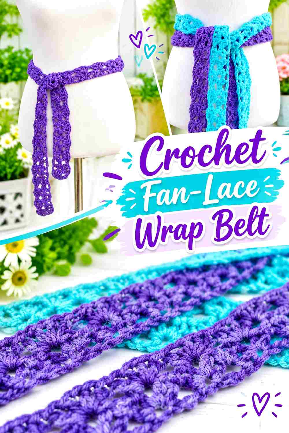 1. Crochet Fan Lace Wrap Belt