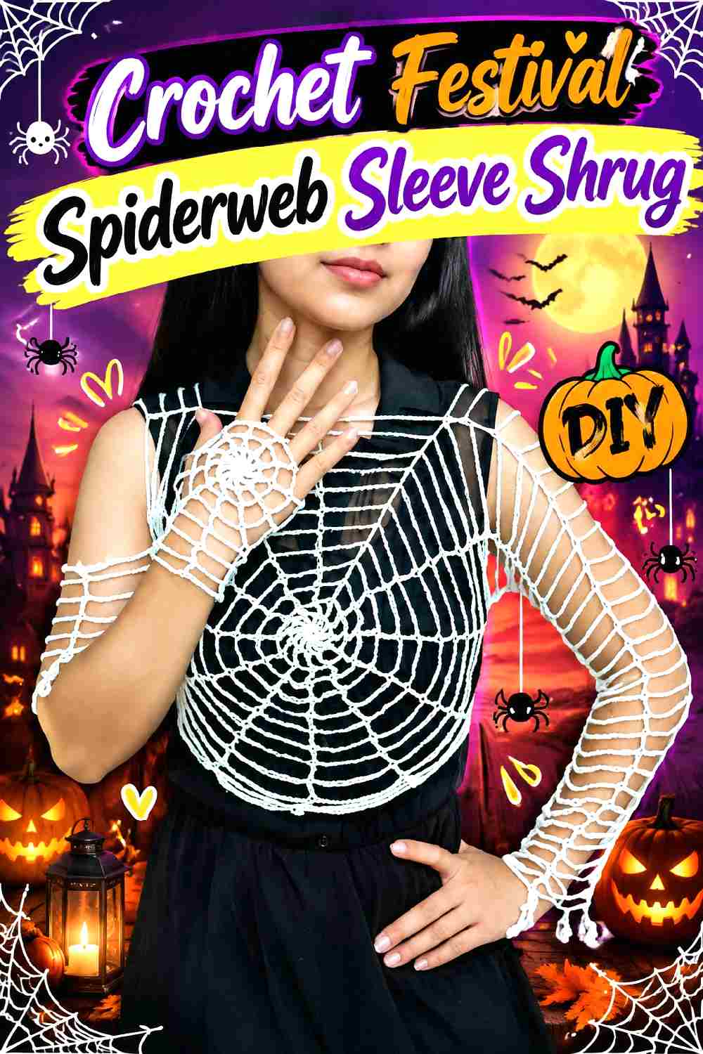 13. Crochet Festival Spiderweb Sleeve Shrug