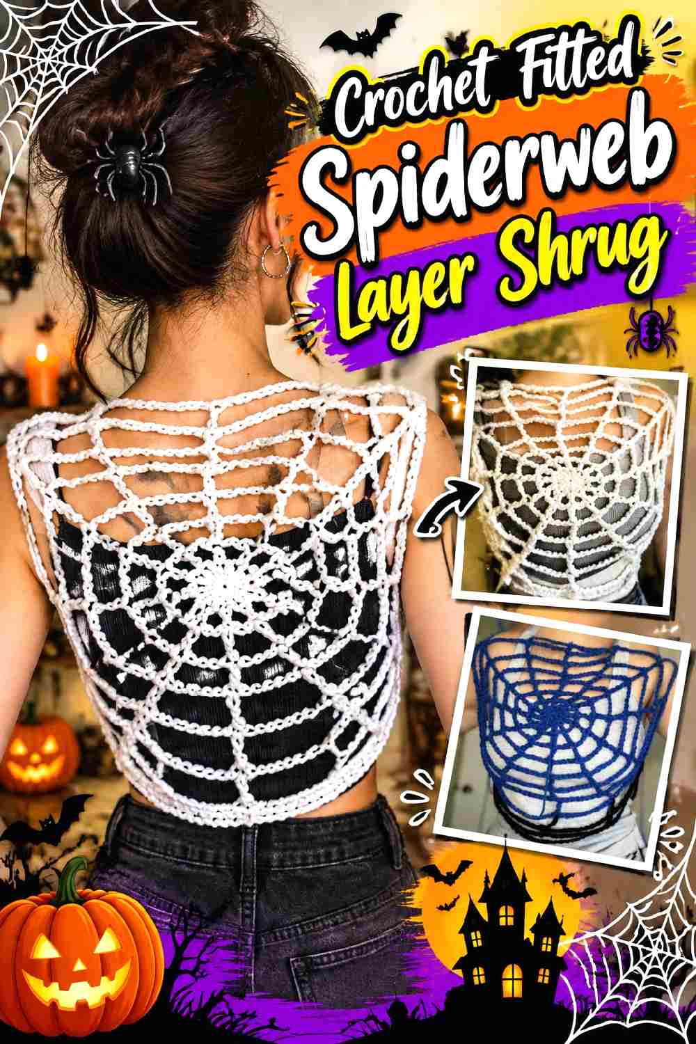 10. Crochet Fitted Spiderweb Layer Shrug