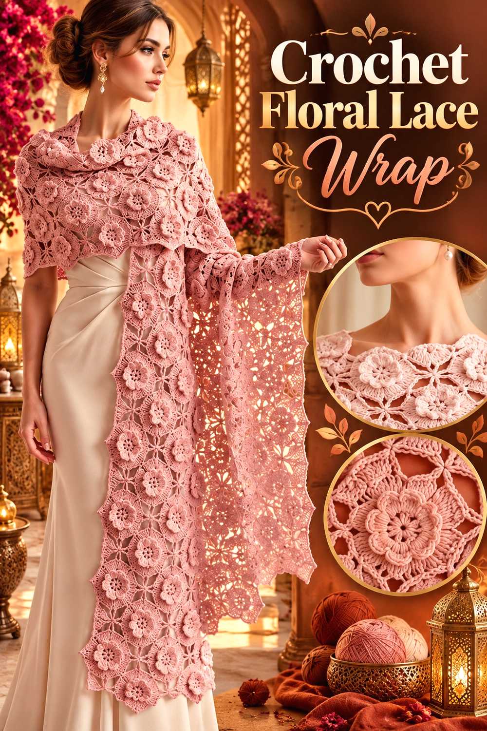 Crochet Floral Lace Wrap