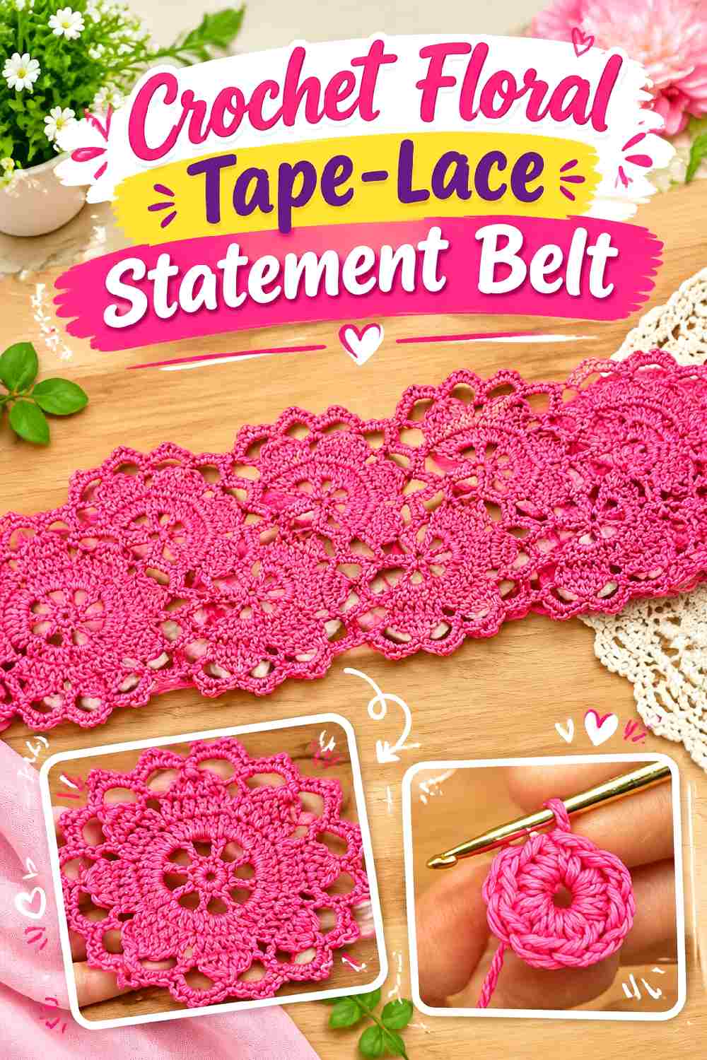 5. Crochet Floral Tape Lace Statement Belt