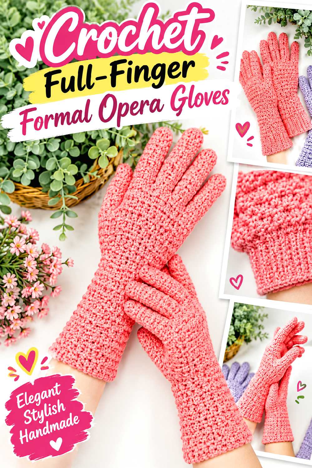 Crochet Full Finger Formal Opera Gloves