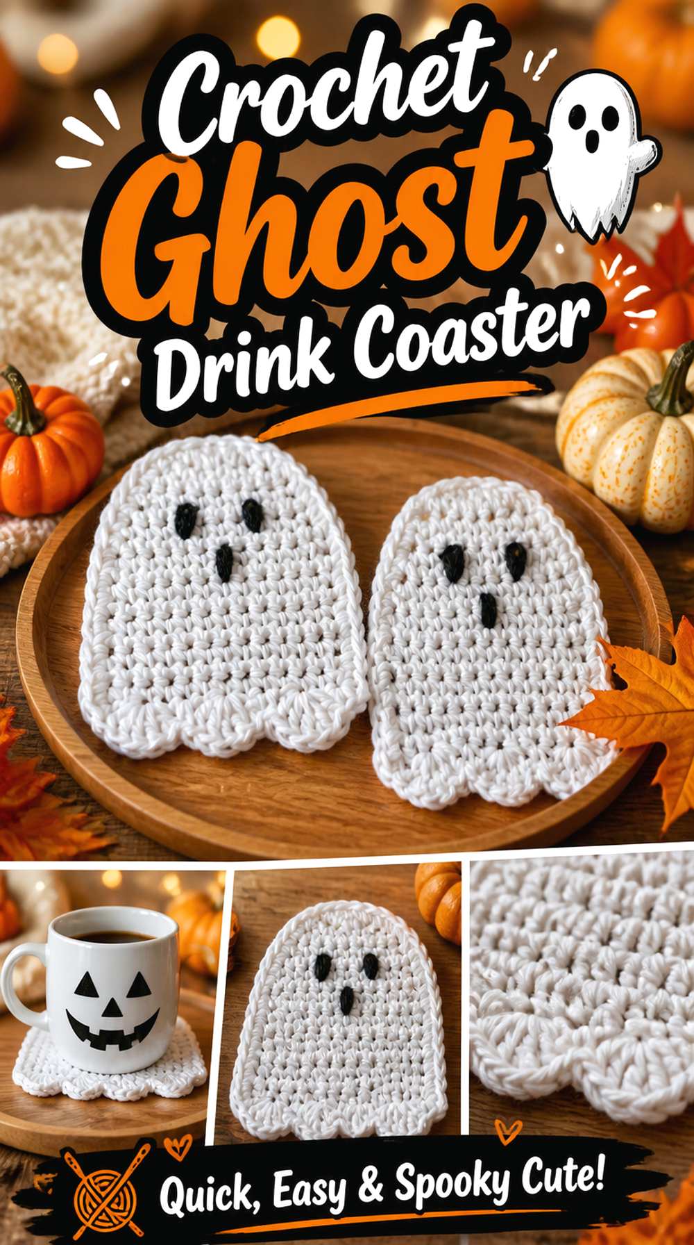 Crochet Ghost Drink Coaster