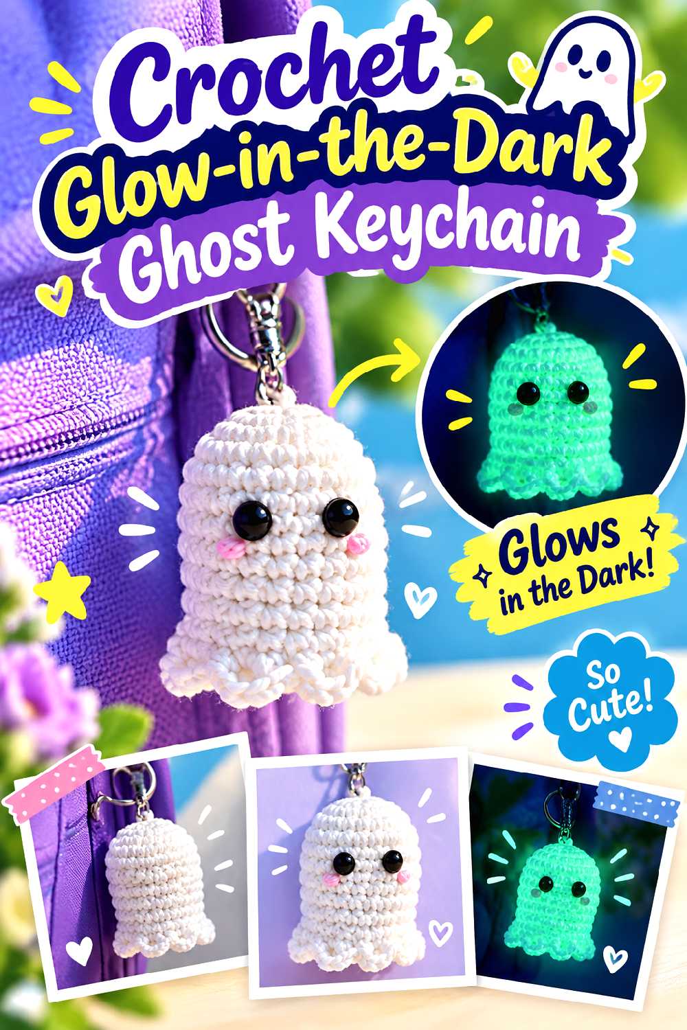 Crochet Glow in the Dark Ghost Keychain