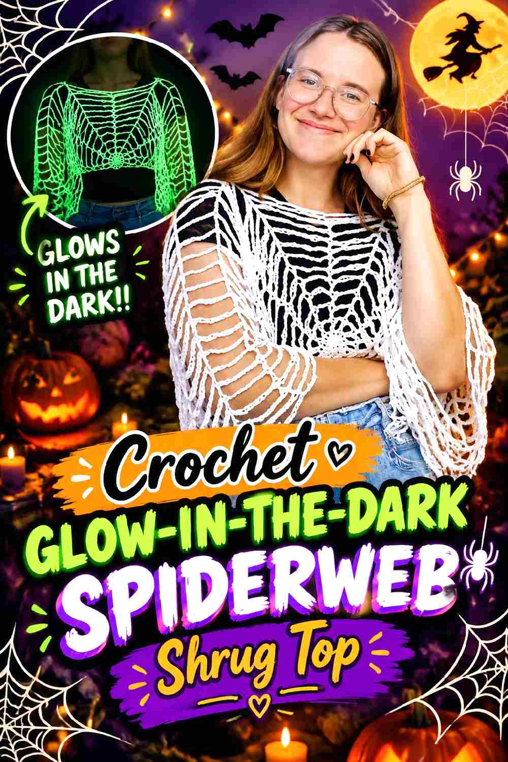 8. Crochet Glow In The Dark Spiderweb Shrug Top