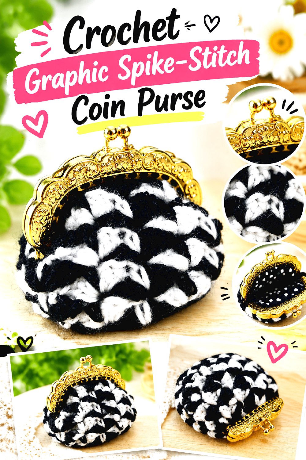 Crochet Graphic Spike Stitch Coin Purse