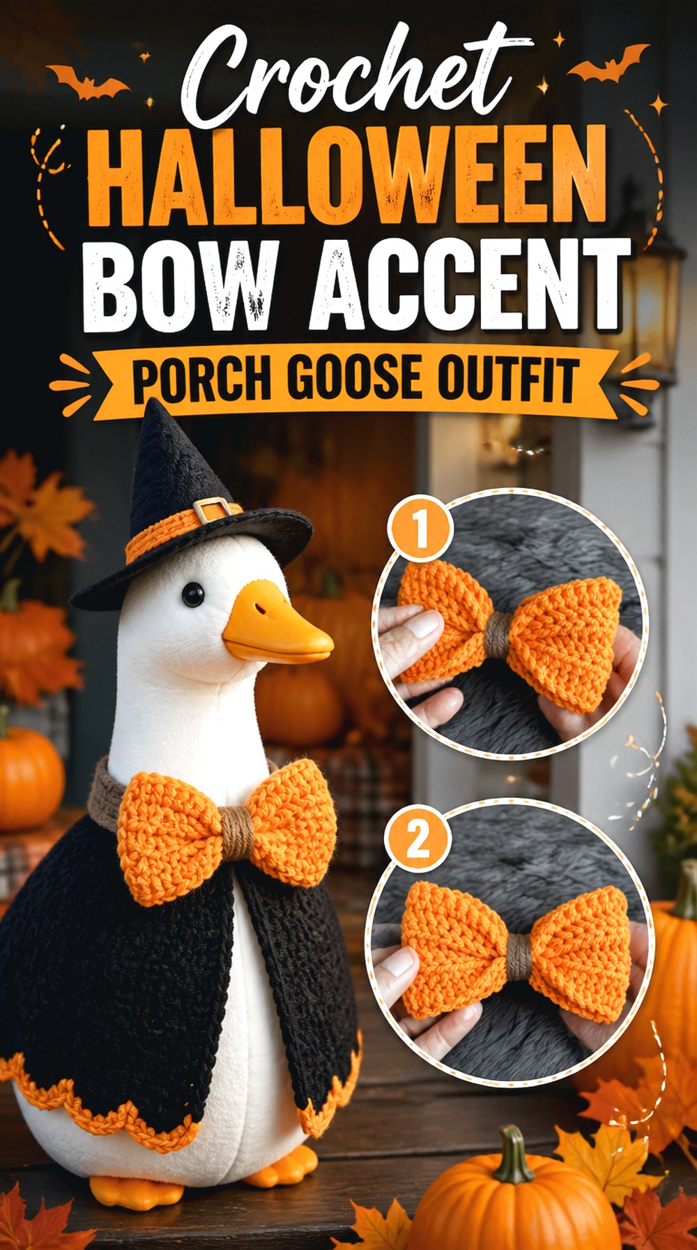 Crochet Halloween Bow Accent Porch Goose Outfit