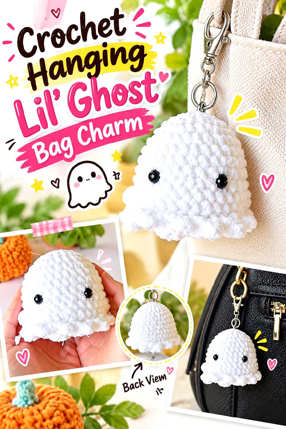Crochet Hanging Lil’ Ghost Bag Charm