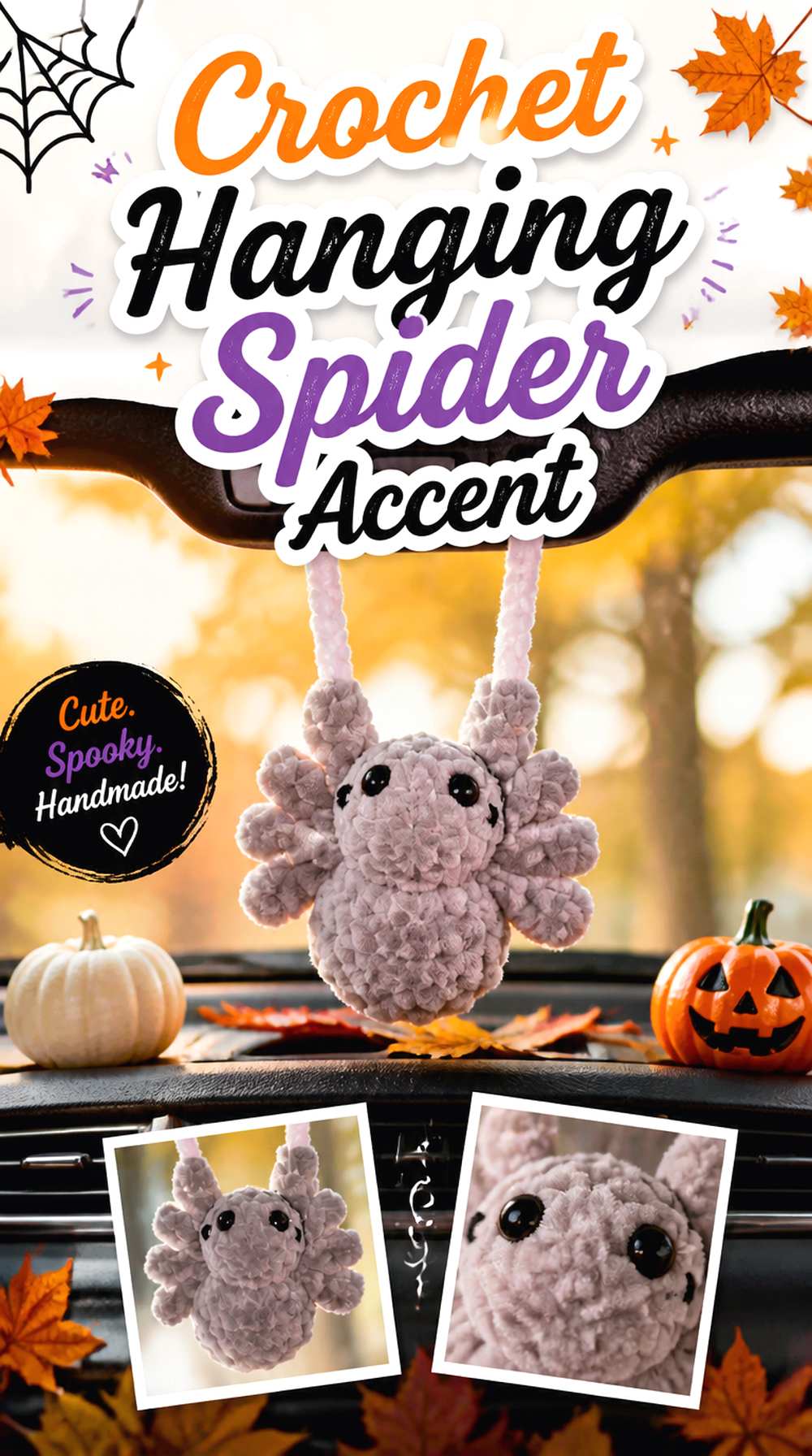 Crochet Hanging Spider Accent