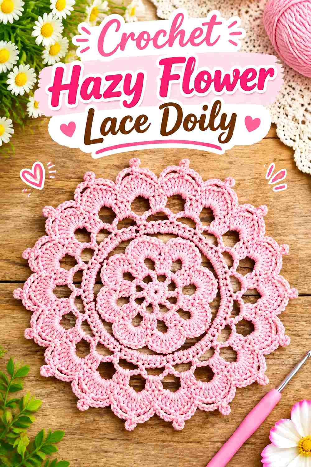 10. Crochet Hazy Flower Lace Doily