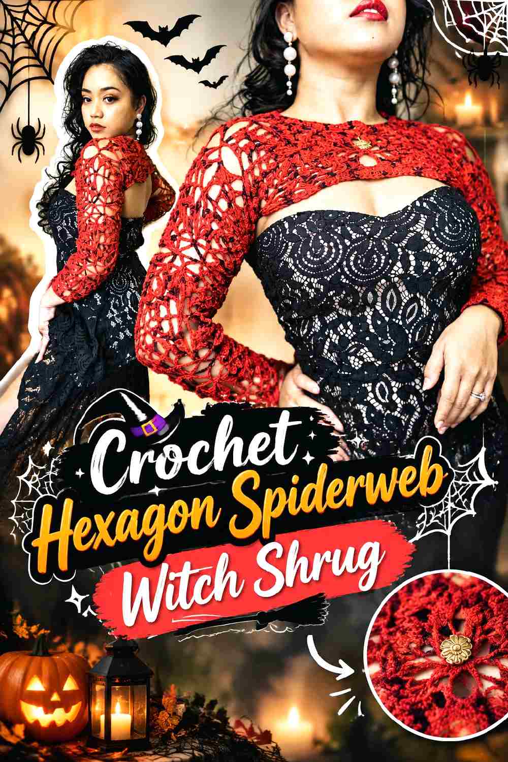 3. Crochet Hexagon Spiderweb Witch Shrug