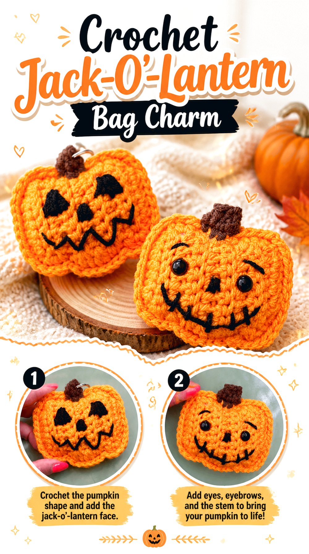 Crochet Jack O’ Lantern Bag Charm