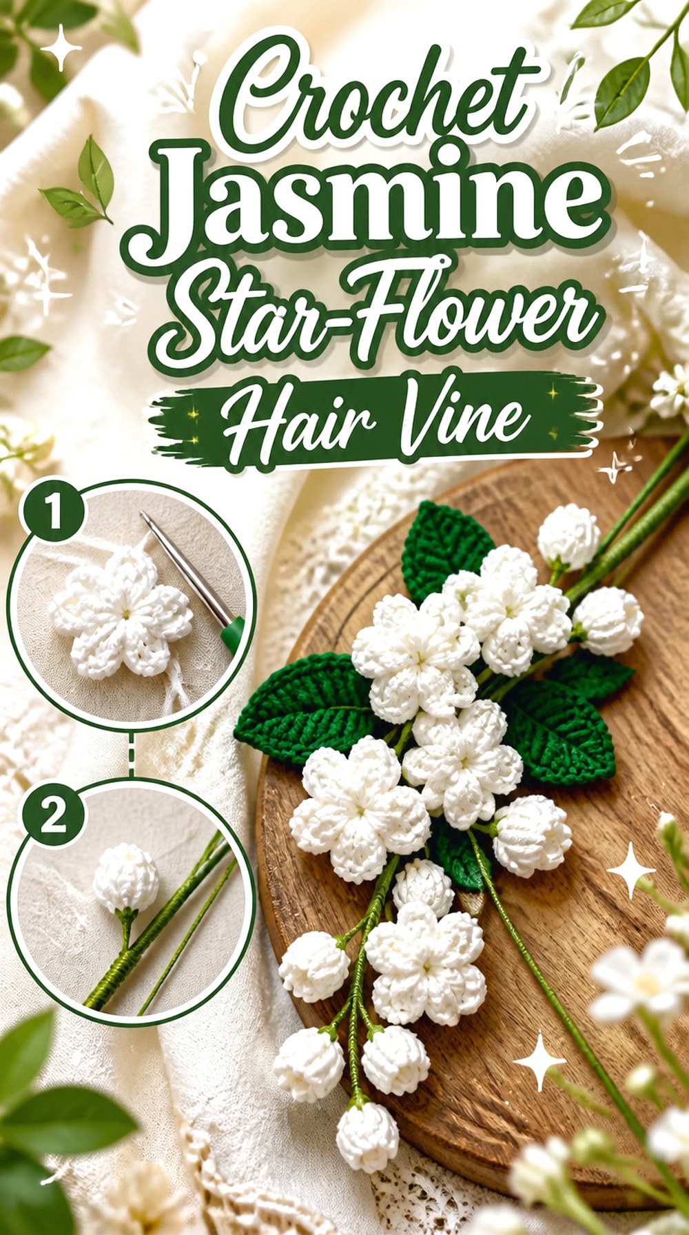Crochet Jasmine Star Flower Hair Vine