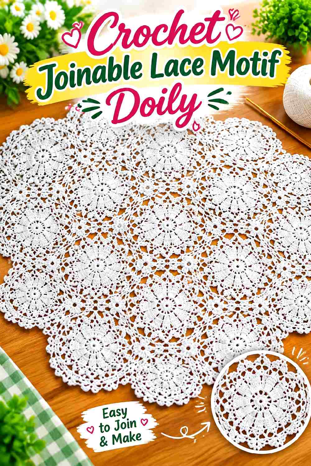 8. Crochet Joinable Lace Motif Doily