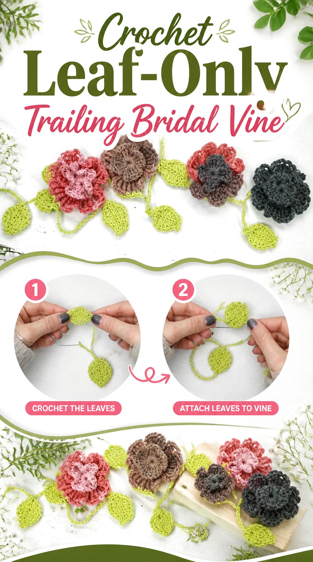 Crochet Leaf Only Trailing Bridal Vine