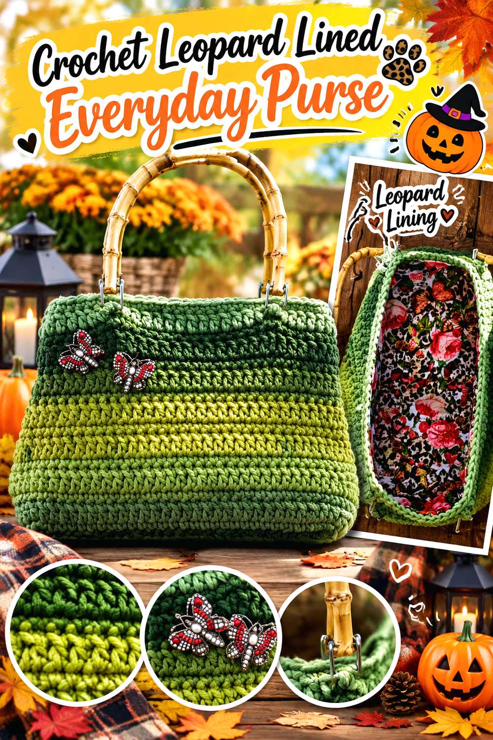 Crochet Leopard Lined Everyday Purse