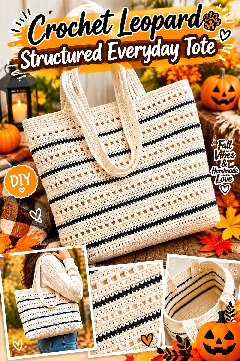 Crochet Leopard Structured Everyday Tote