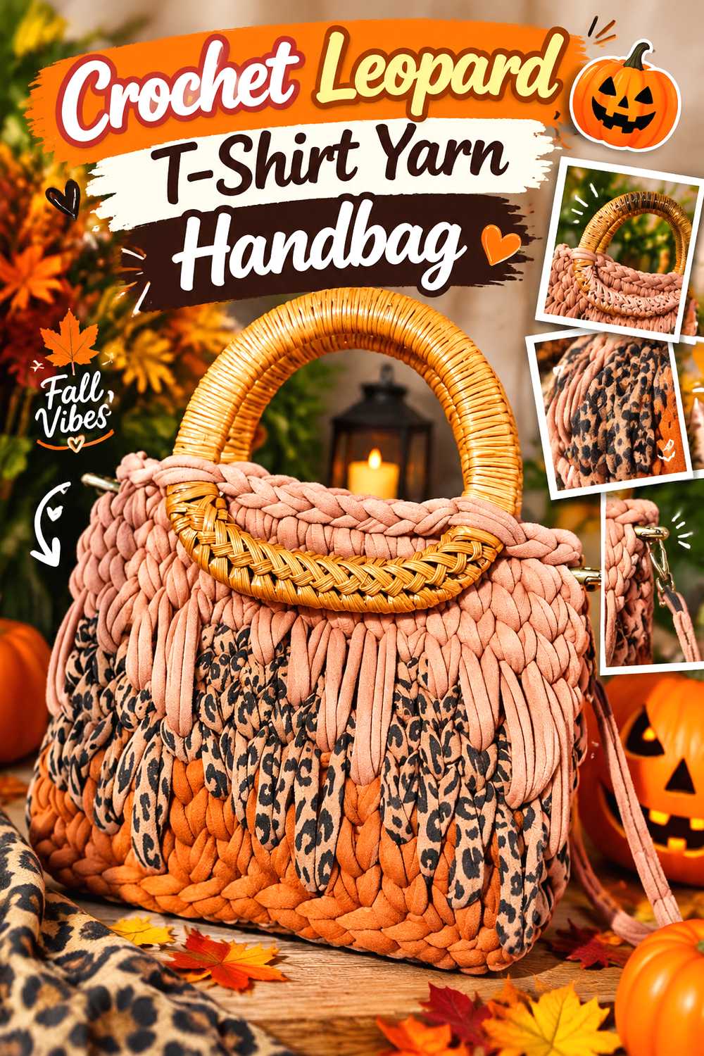 Crochet Leopard T Shirt Yarn Handbag