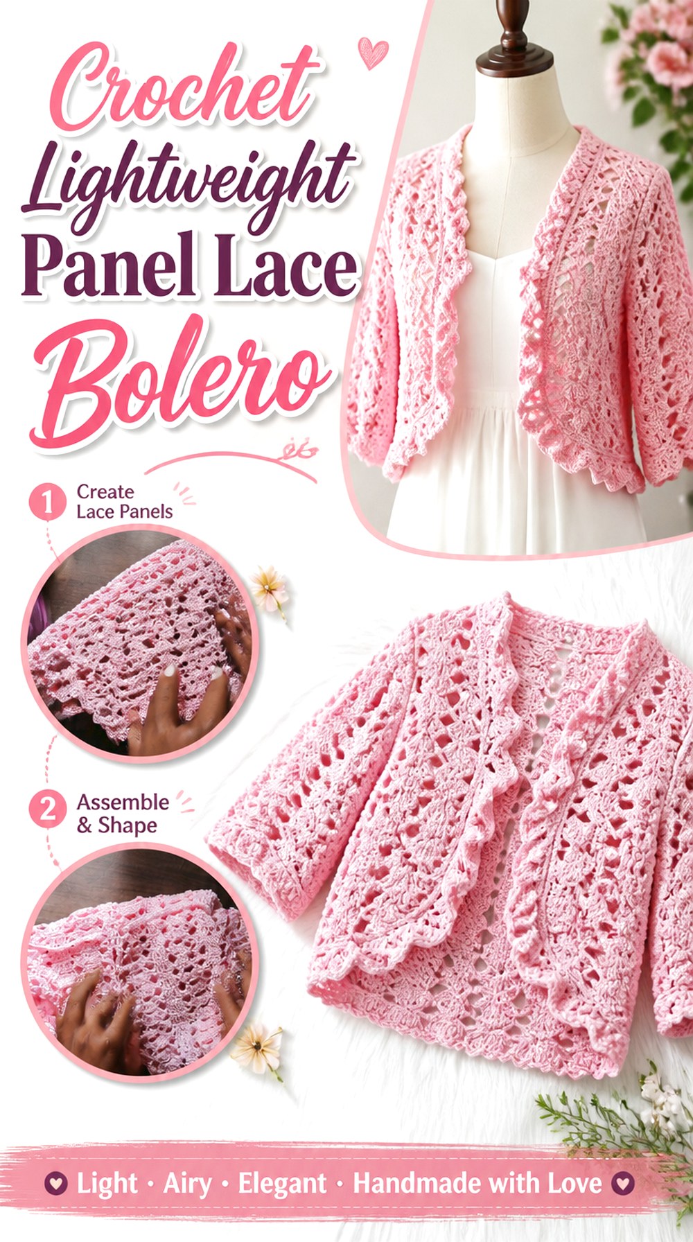 Crochet Lightweight Panel Lace Bolero